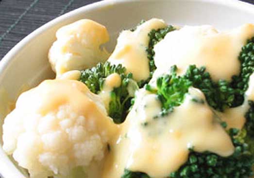 Broccoli and Cauliflower with cheese sauce